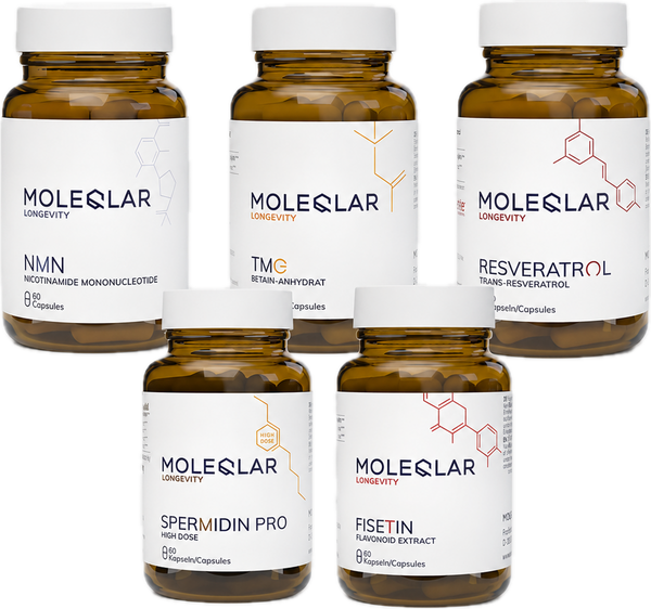 Pachet Longevitate Premium – NMN, Resveratrol și Spermidină, Fisetina,Betaina