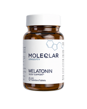 Melatonină MoleQlar 1 mg, 180 tablete – flacon pe fundal transparent