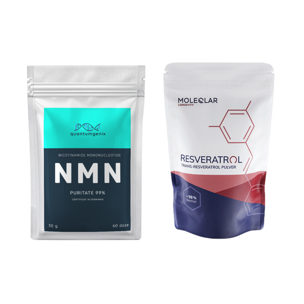 Pachet Longevitate: NMN + Resveratrol Pulbere | 2 Luni